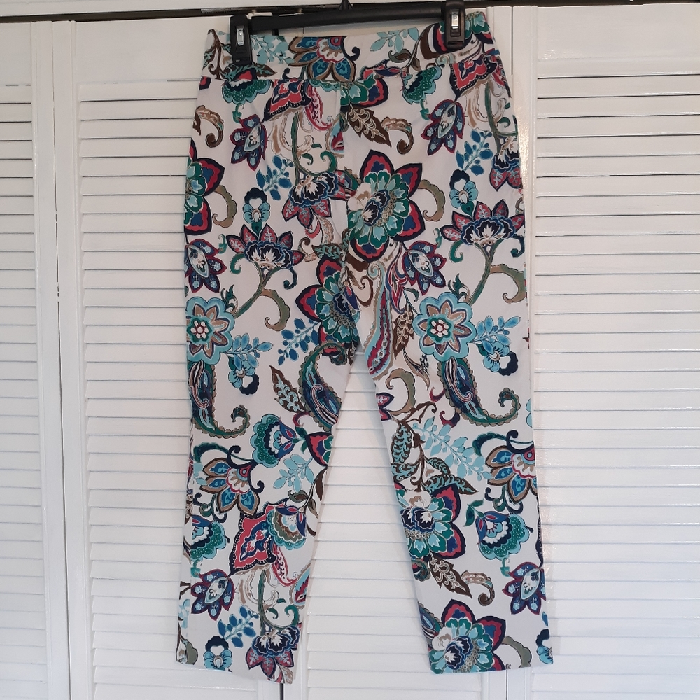 Chico's slimming floral crop pants sz 0 4 29" waist *T - Picture 5 of 8